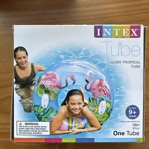 NWT Intex Tube Transparent Tube 38 Inches Tropical Flamingos With 2 Handles